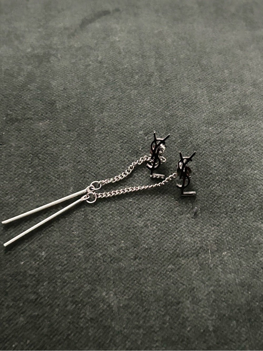 YSL Logo Drop Stud Earrings